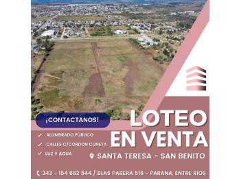venta de loteo en la entrada a Paraná. financiación