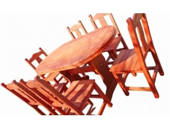 Mesa ovalada con 6 sillas Algarrobo Nuevo