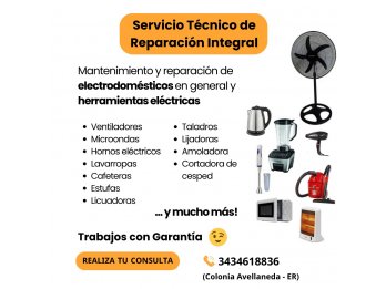 Reparaciones de electrodomesticos y herramientas electricas