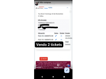 VENDO 2 ENTRADAS PARA ABEL PINTOS & LUCIANO PEREYRA