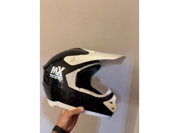 Casco Moto Halcon Mx Road Cross Enduro Negro y Blanco talle