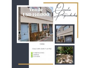 PARTICULAR VENDE CASA SAN JUAN Y LA PAZ 188 MTS 2 PLATAS 4 D