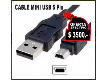 Cable mini USB 5 Pin ideal cargar Joystick Mandos Camaras