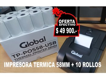 Impresora Térmica 58mm mas 10 rollos