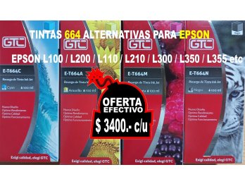 Tinta 664 para EPSON L100 L200 L300 xx Botellitas