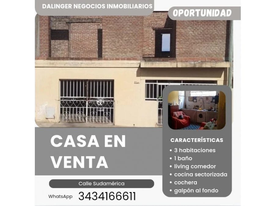 OPORTUNIDAD VENTA DE CASA CALLE SUDAMERICA