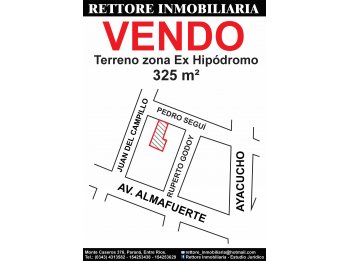 VENDO ÚNICO TERRENO Z/ EX HIPÓDROMO - 325 m2 - U$S 45.000