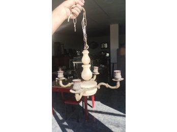 Vendo araña con 4 luces de mármol y bronce