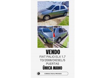 FIAT PALIO ELX 2006 DIESEL 5 PUERTAS - UNICA MANO