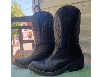BOTAS TEXANAS/ CUERO VACUNO /COLOR NEGRO