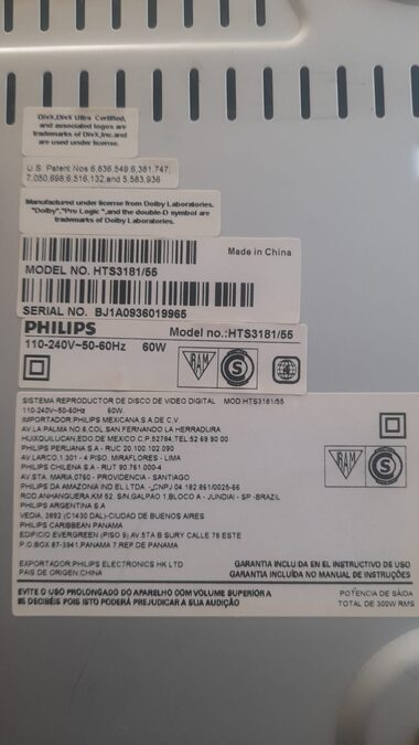 Sistema de Home Theater 5.1 PHILIPS Mod. HTS3181/55