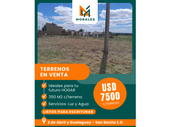 VENDO TERRENOS EN SAN BENITO