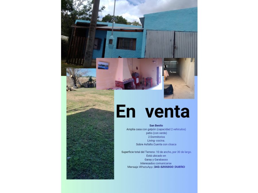 ¡¡¡Oportunidad!!! CASA EN VENTA EN SAN BENITO