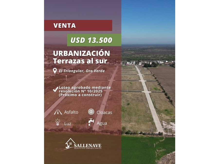 TERRENOS EN VENTA ORO VERDE - OBRA FINALIZADA