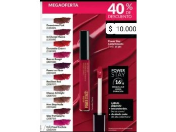 VENDO POWER STAY LABIAL LIQUIDO de AVON