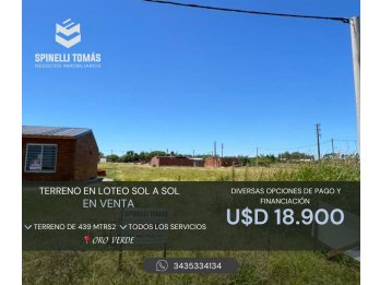 TERRENO EN LOTEO SOL A SOL EN VENTA