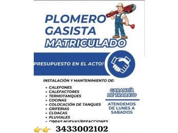 Gasista matriculado plomero