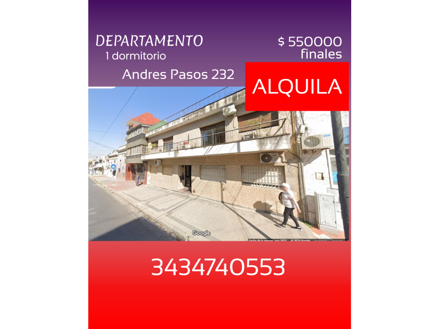 ALQUILO DEPARTAMENTO 1 DORM CALLE ANDRES PASOS