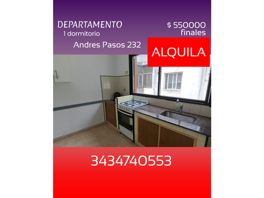 ALQUILO DEPARTAMENTO 1 DORM CALLE ANDRES PASOS