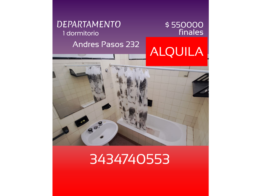 ALQUILO DEPARTAMENTO 1 DORM CALLE ANDRES PASOS