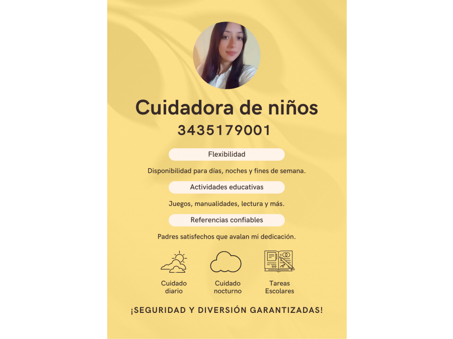 ME OFREZCO para cuidados de niños y/o animales