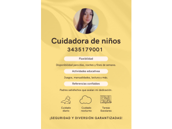 ME OFREZCO para cuidados de niños y/o animales