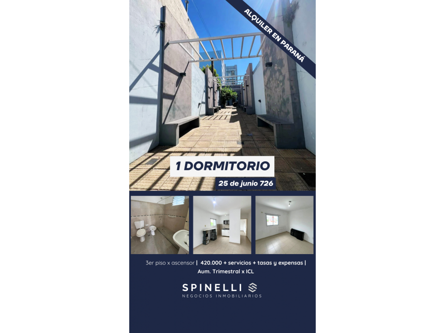 DEPTO 1 DORMITORIO A CUADRAS DEL CENTRO 25 DE JUNIO 726