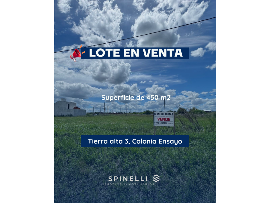 TERRENO DE 450M2 EN VENTA