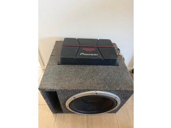 Combo audio auto: amplificador + subwoofer + caja