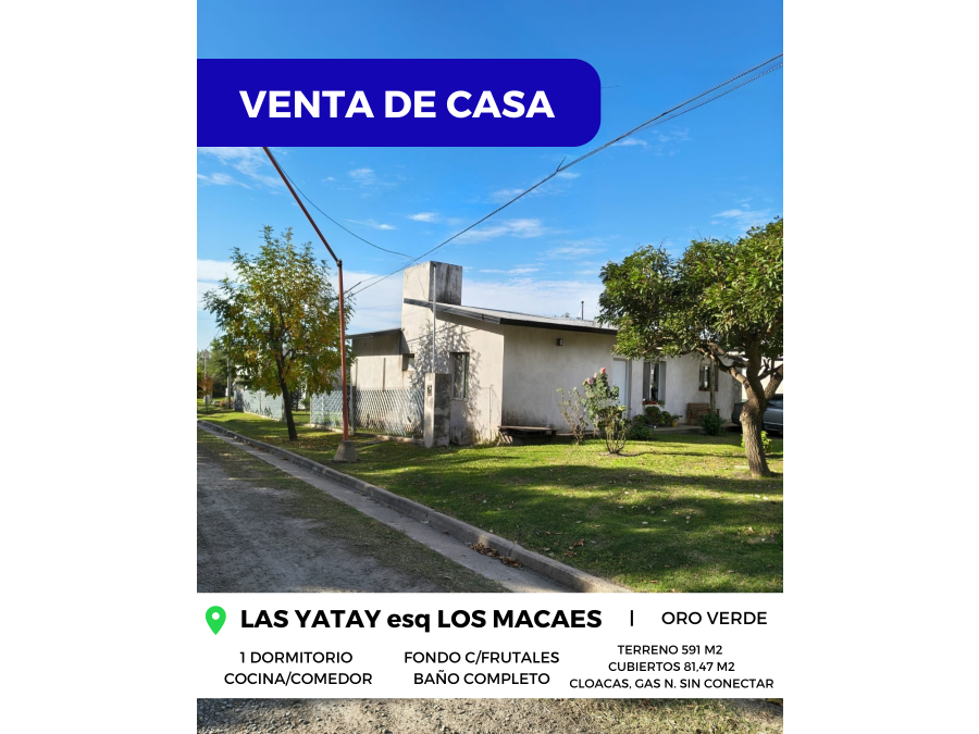 🏠 VENTA de CASA en ESQUINA - LAS YATAY, ORO VERDE 🌳