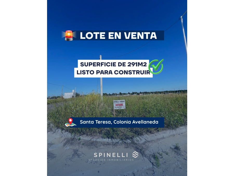 TERRENO EN VENTA EN COLONIA AVELLANEDA