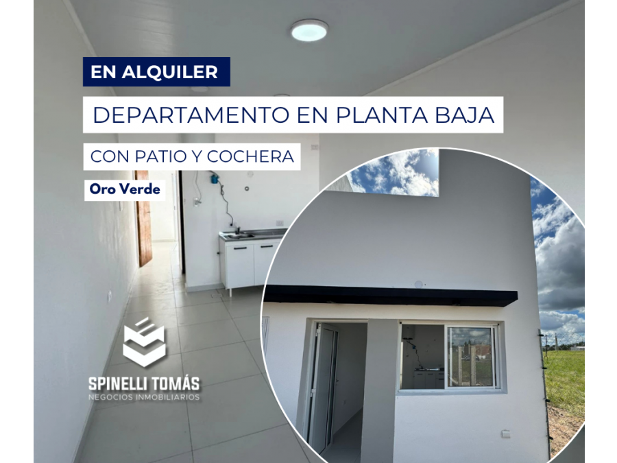 ALQUILAMOS DEPTO DE 1 DORM CON PATIO Y COCHERA