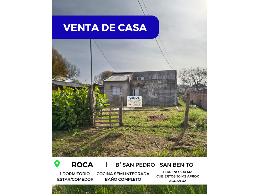 🏡 VENTA de CASA C/PROYECCIÓN - ROCA, SAN BENITO 🌱