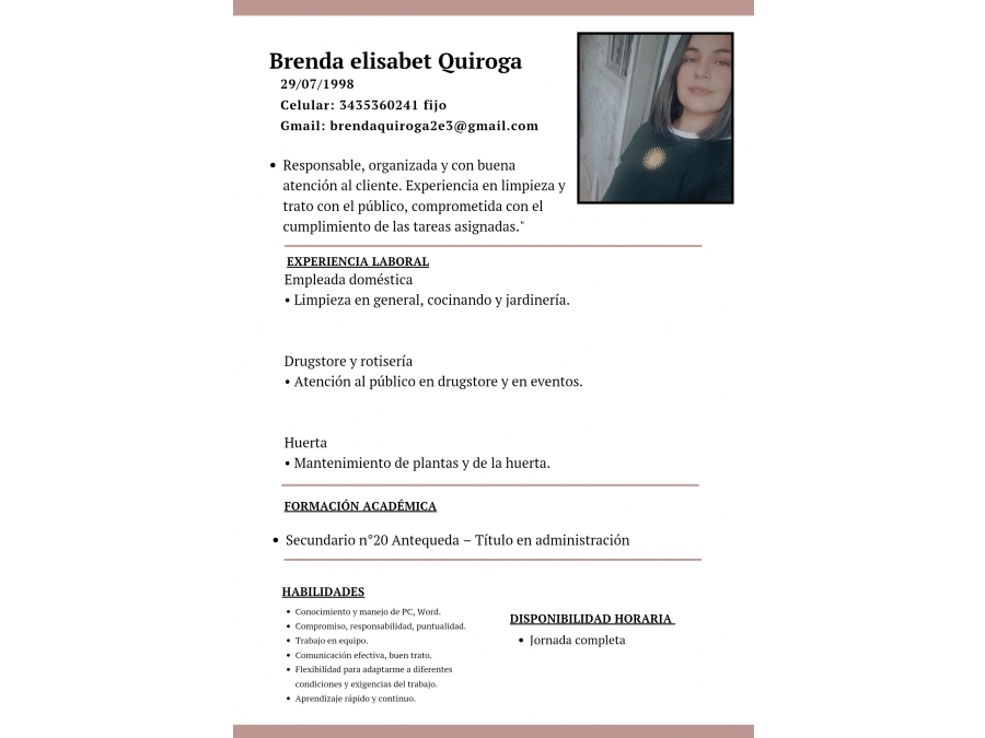 Femenina proactiva busca trabajo