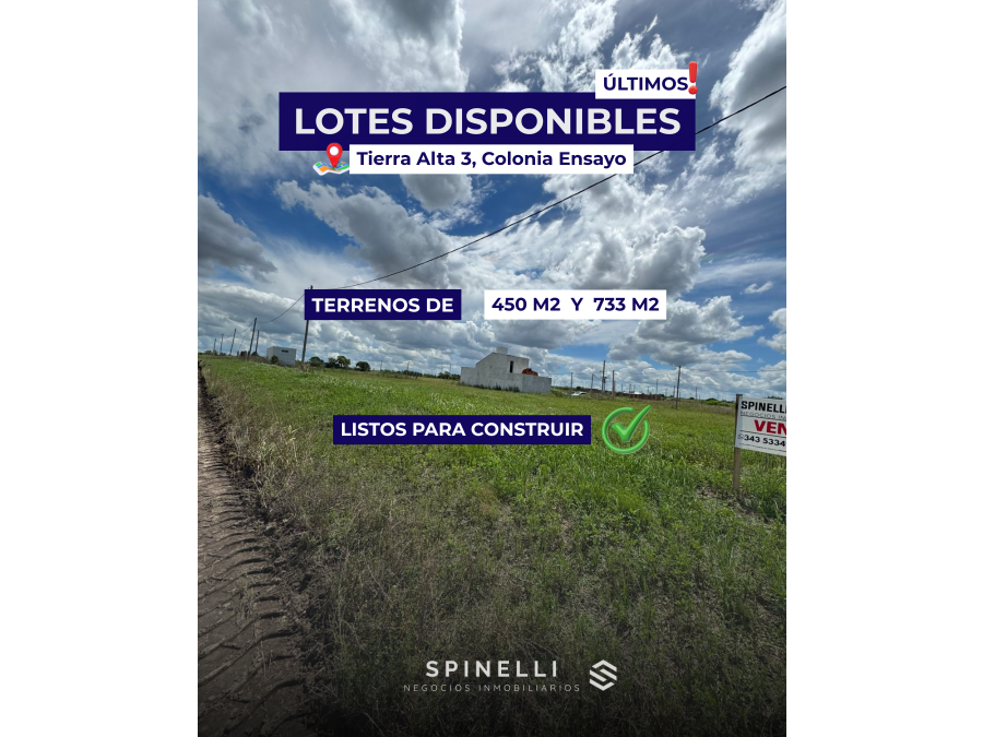LOTES DISPONIBLES EN COLONIA ENSAYO