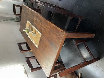 Juego de comedor de pino pintado