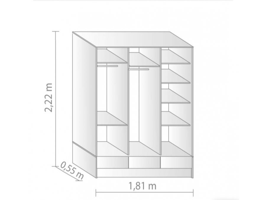 Placard / Ropero 3 Puertas y 3 Cajones