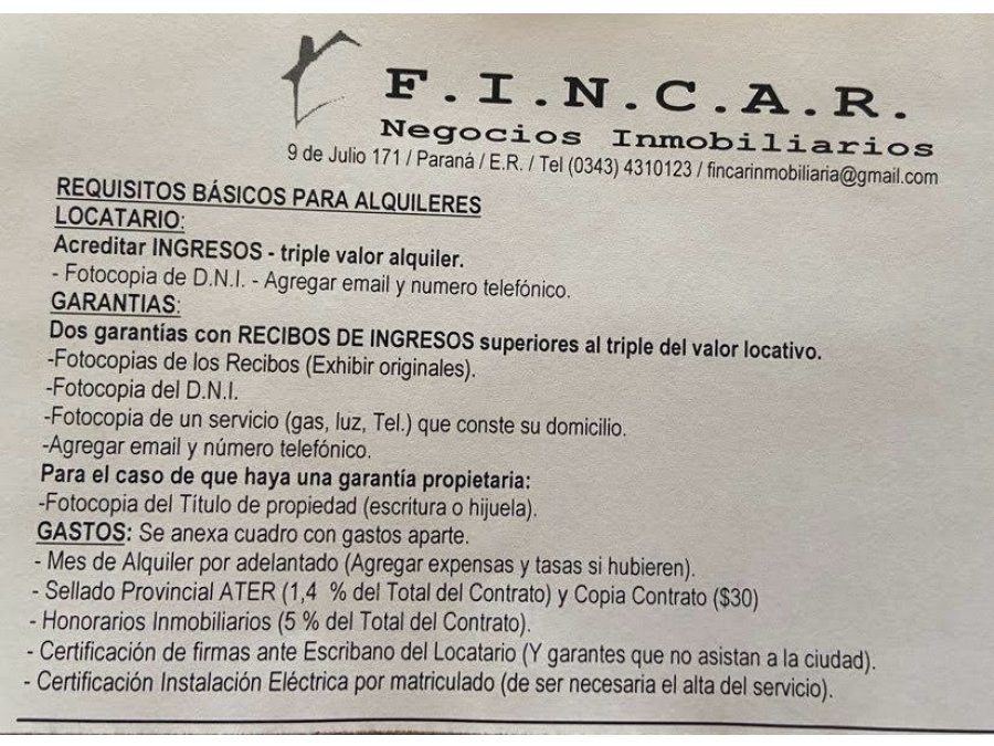 ALQUILER DEPARTAMENTO CENTRICO UN DORMITORIO $320.000