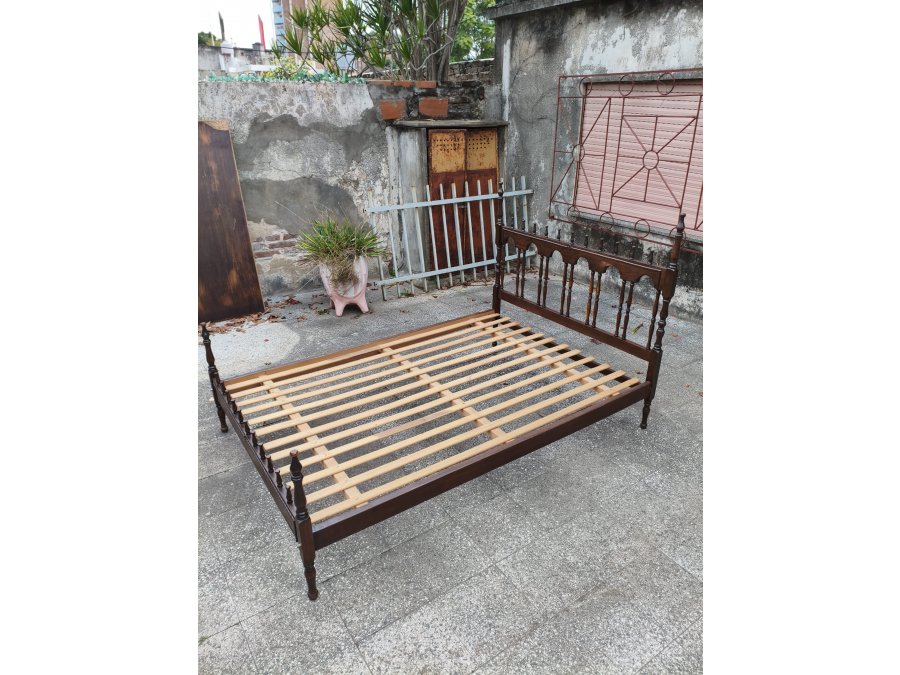 Cama de 2 Plazas Madera Maciza Colonial