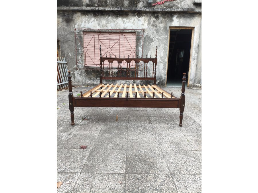 Cama de 2 Plazas Madera Maciza Colonial