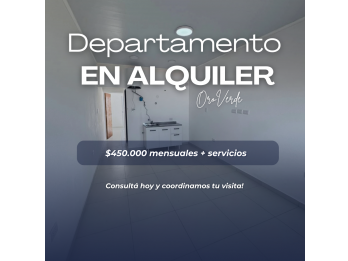 ALQUILAMOS DEPTO DE 1 DORMITORIO - ORO VERDE