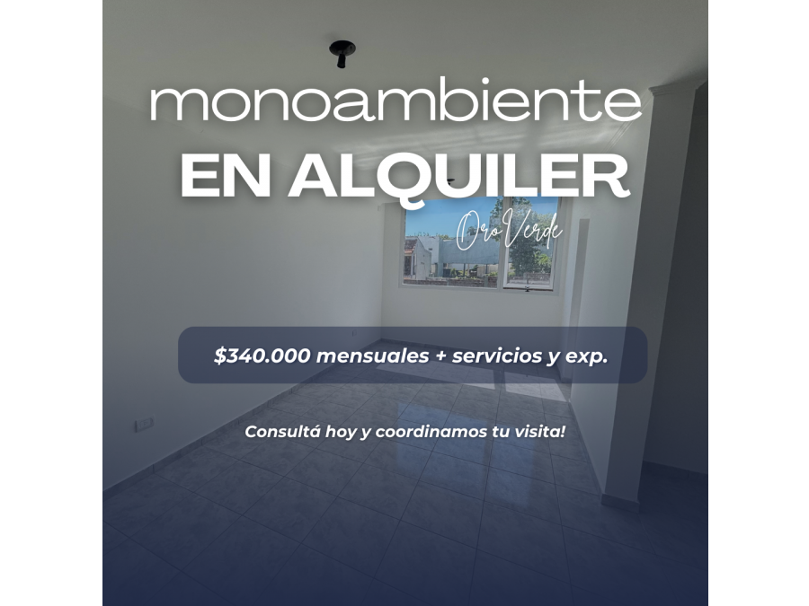 MONOAMBIENTE A ESTRENAR EN ALQUILER - ORO VERDE