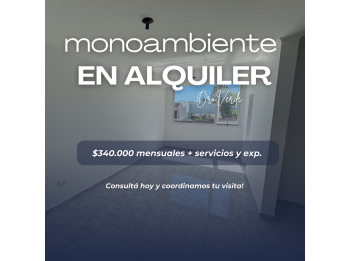 MONOAMBIENTE A ESTRENAR EN ALQUILER - ORO VERDE