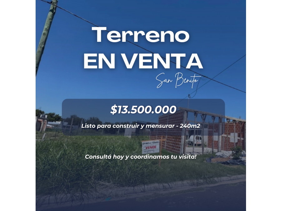 TERRENO LISTO PARA MENSURAR EN SAN BENITO