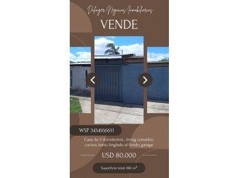 VENTA DE CASA EN CALLE NECOCHEA SERVICIOS CONECTADOS