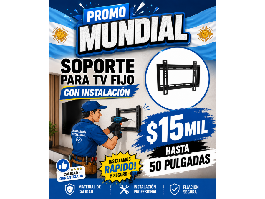 Soporte para tv fijo con instalación hasta 50"