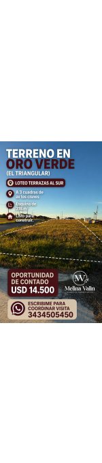 TERRENO EN EL TRIANGULAR, ORO VERDE, LOTE EN ESQUINA 318 M2