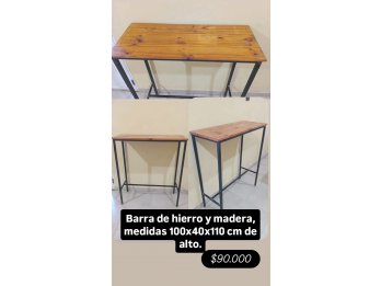 Vendo barra realizada en hierro y madera