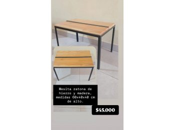 vendo mesita ratona construida en hierro y madera