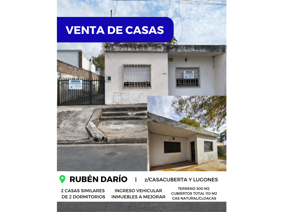 🏡 VENTA de DOS CASAS - RUBÉN DARÍO, PARANÁ 🌱